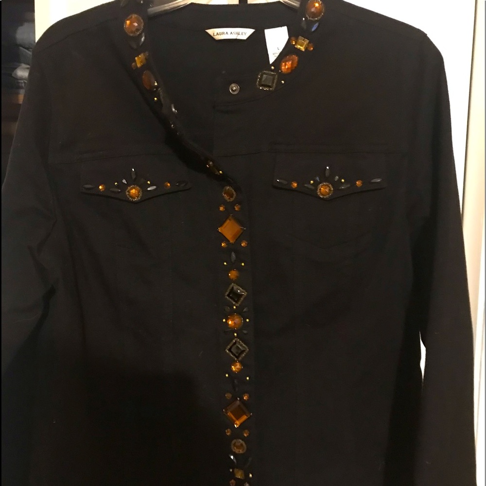 Laura Ashley jeweled jacket black , size large